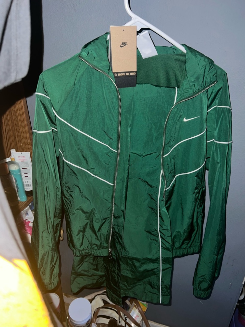 Nike Green  Windrunner  Jacket with White Trim and pants Both size xs